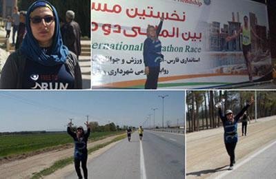 ركضت ” مهسا ترابی “ في ماراتون الرجال في مدينة شيراز احتجاجاً