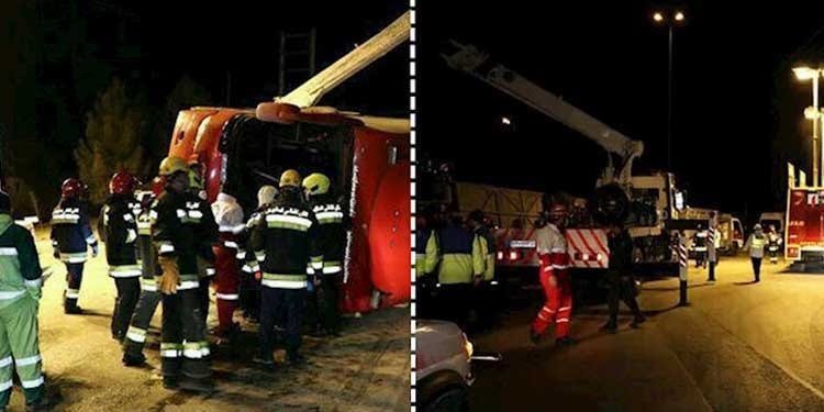 حادث انقلاب حافلة يؤدي إلى مقتل خمس نساء وإصابة أربع نساء أخريات