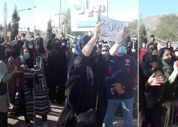 المرأة في احتجاجات بمدينة كرج يوم الثلاثاء 30 مارس 2021