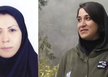 من جهة اليمين ناهيد كمانكر، ومن جهة اليسار آرزو رحيم خاني، الأستاذة الجامعية في جامعة أنديمشك.