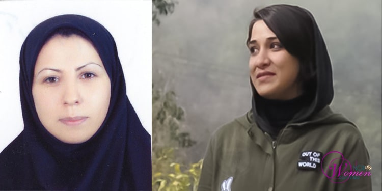 من جهة اليمين ناهيد كمانكر، ومن جهة اليسار آرزو رحيم خاني، الأستاذة الجامعية في جامعة أنديمشك.