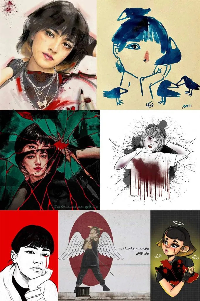 وبعد هاشتاغ # مهسا أميني وهاشتاغ # حديث نجفي، وهاشتاغ # نيكا شاكرمي والتي حصلت على تغريدات لأكثر من مليوني مرة تحولن إلى رمز للإيرانيين الأحرار للدعوة للمقاضاة من أجل النساء والشباب الأبرياء.