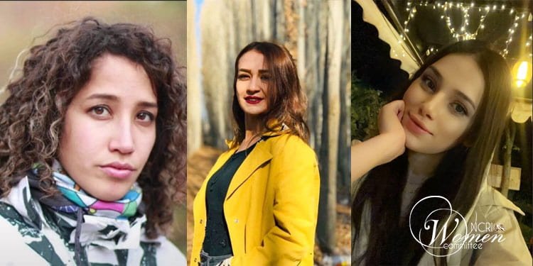 من اليمين: سمانة فتحي، وسارا حسين زاده، ومرجان جنكجو.