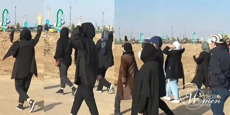 متظاهرون في شاهين شهر ، أصفهان يسيرون إلى موقع دفن محمد حسين تركمان