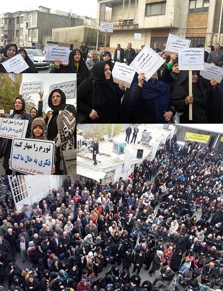کارگران زن و مرد در تهران تجمع اعتراضی بزرگی برپا می کنند