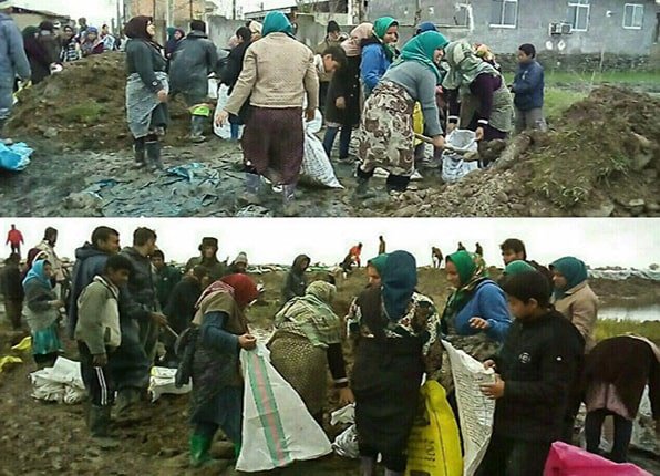 زنان در کردکوی به قربانیان فاجعه سیل کمک می کنند