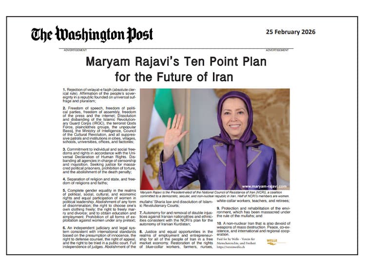 اعلام دولت موقت توسط شورای ملی مقاومت برای انتقال حاکمیت به مردم ایران و برپایی جمهوری دموکراتیک بر اساس برنامه ۱۰ مادهیی خانم مریم رجوی