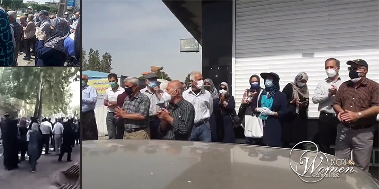 Manifestations à Karaj (à droite et en haut à gauche) et à Ispahan (en bas à gauche).