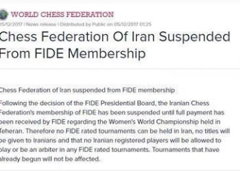Iranian Chess Federation suspended after the Women's World Championship