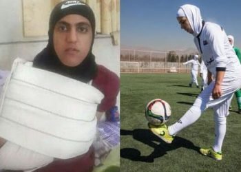 Injured women footballer left beside the field